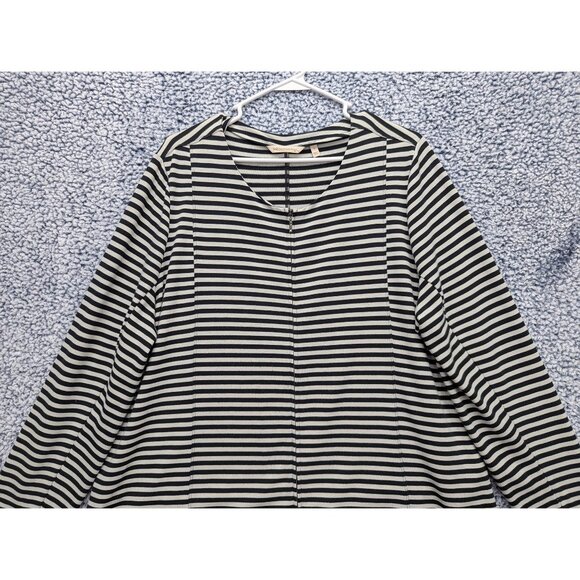 Soft Surroundings Calista Zip Up Cardigan Jacket Size 1X Zip Up Stripe Knit Gray - Picture 4 of 13